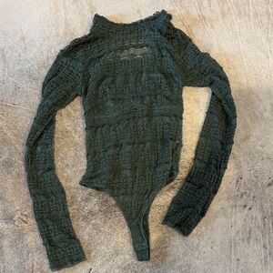 Elegant Green Lace Women Bodysuit